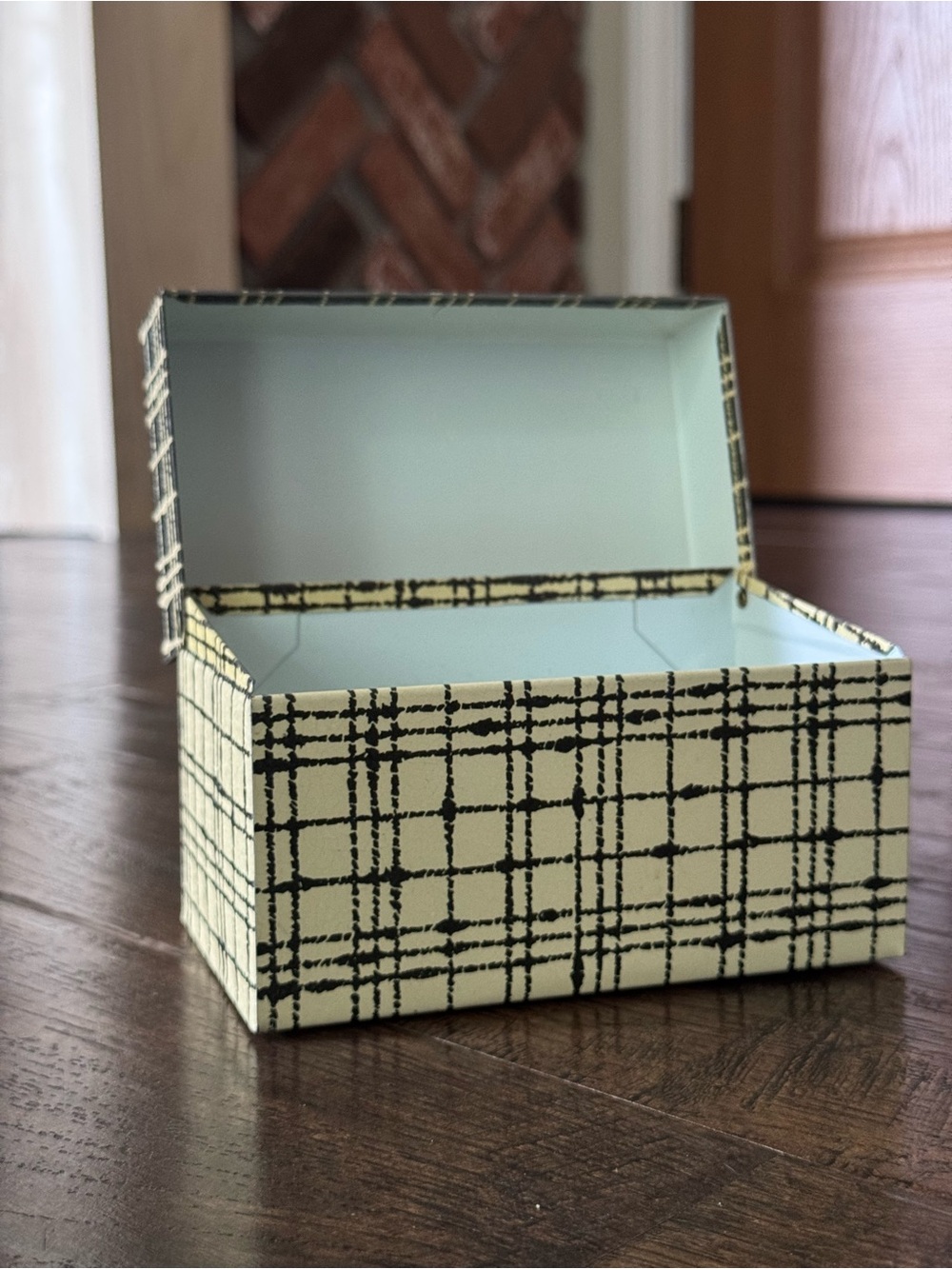 Vintage Potpourri Press Recipe Box Metal Tin Plaid Dark Academia Mid Century